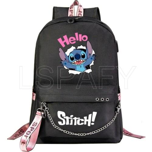 Disney Stitch School Backpack 3D Print Laptop Travel Bag Teenage Boys Girls School Bag Usb Charging Teenagers Laptop Mochilas