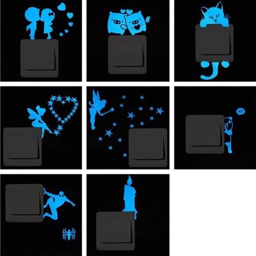 Luminous Cartoon Switch Stickers Glow at Night for Home Decor Kids Room Living Room,Bathroom Removable Switch Cover