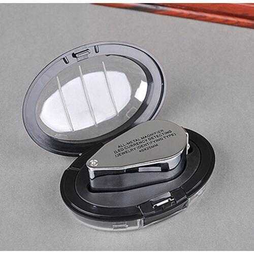 40X25mm Illuminated Pocket Lighted Magnifier with LED Lights for Jewelry Inspecting Gem Magnifying Glass Lamp Gift Loupe