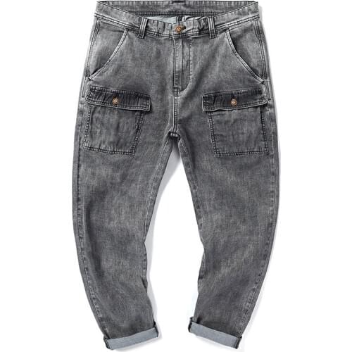 Spring Autumn 2020 teenagers Denim jeans mens feet pants loose Harajuku bf wind large size 5XL fat stretch thin harem pants