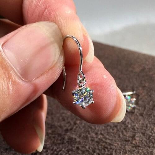 Vintage Female White Crystal Drop Earrings Round Zircon Stone Dangle Earrings Charm Gold Silver Color Wedding Earrings For Women