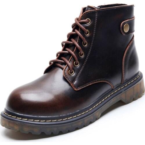 Woman Ankle Boots 2020 Martins Boots Platforms Shoes Winter for Dr Boots Genuine Leather Cowboy Female Motorcycle Chunky Heels