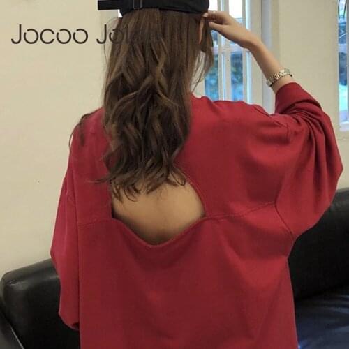 Jocoo Jolee Women Autumn Long Hoodies Casual Long Sleeve O Neck Loose Sweater Korean Harajuku Chic Pullovers Streetwear Tops