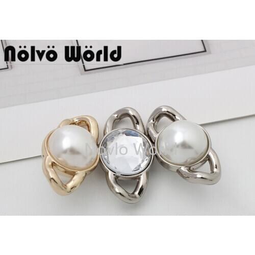 10-50pcs 2 kinds of 29x16mm 5mm 1/4'' fashional pearl bags connector buckle for chains bag purse hardware