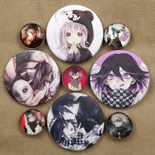 2 Pcses Anime Cartoon Danganronpa:Trigger Happy Havoc Monokuma Time Gem Badge Fashion Cute Brooch Women Boy Gift Breastpin DWLP2