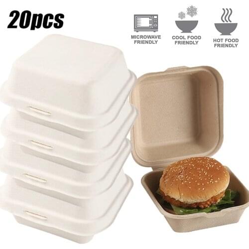 20pcs Disposable Bento Food Containers Baking Dessert Cake Bowl packaging Burger Snack Boxes Microwavable Home Portable Lunchbox