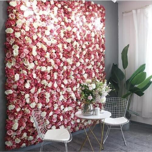 28Pcs/Lot Flower Wall Artificial Flowers Silk Rose Dried Flowers Hydrangea for Romantic Wedding/Home Backdrop Decoration GH002