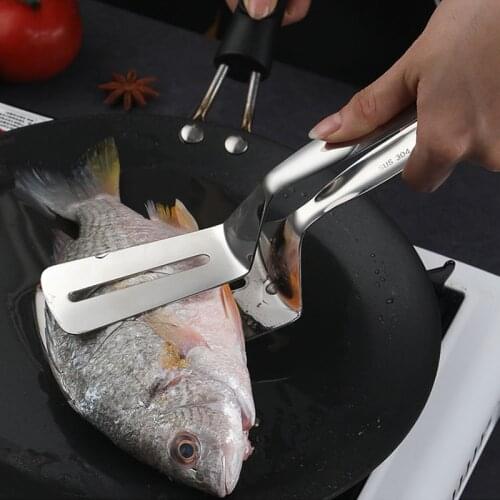 304 /201 Stainless Steel Fried Fish Steak Spatula Kitchen Clips Baking Utensils Fried Fish Bread Barbecue Food Tongs