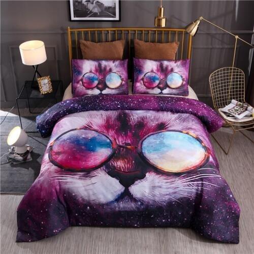 3D Cat Kids Duvet Set Single size Star Luxury Bedding Set Queen size bedclothes pillowcase bed set Home Textile Bed linen