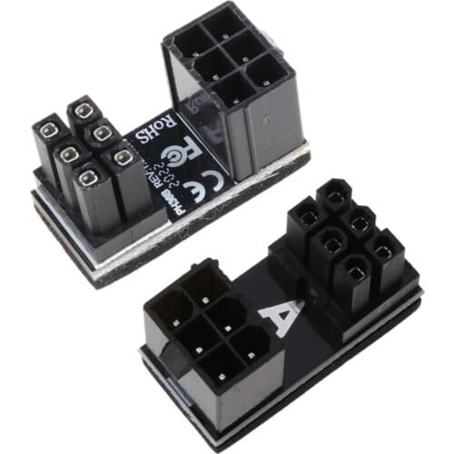 A TX 6pin Male 180 Degree Angled to 6Pin Female Power Adapter for Desktops Graphics Card cable installation direction DIY