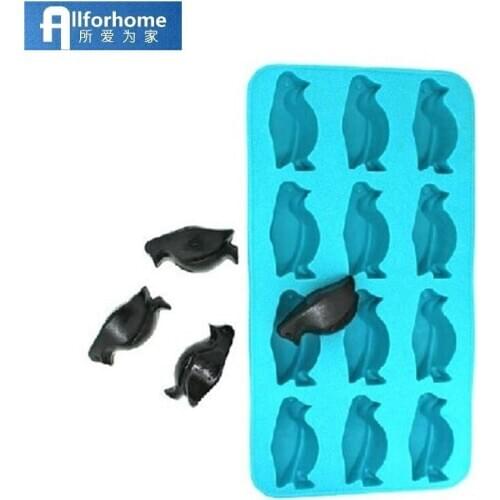 Allforhome 12 Cavity Penguin Shape Silicone Ice Cube Tray Ice diy Mold Ice Cream Mould Summer Party Ice Lattice Mould Wholesale