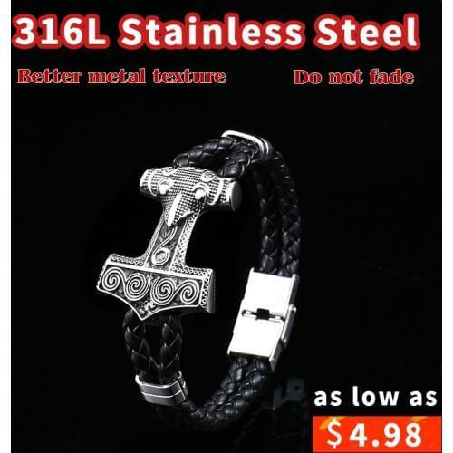 Beier 316L Stainless Steel dropshipping 1pcs Pagan Odin Valknut Raven RUNE norse viking scandinavian bracelet Men gift LBC-L043