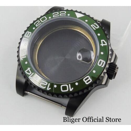 BLIGER PVD 40mm Watch Case with Sapphire Glass Ceramic BezelFit ETA 2836 MIYOTA Movement