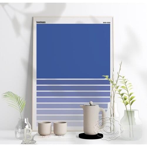 Geometric Bauhaus Abstract Art Poster, Minimalist Royalblue Gradient Patterning Poster, Nordic Rectangular Home Kids Room Decor