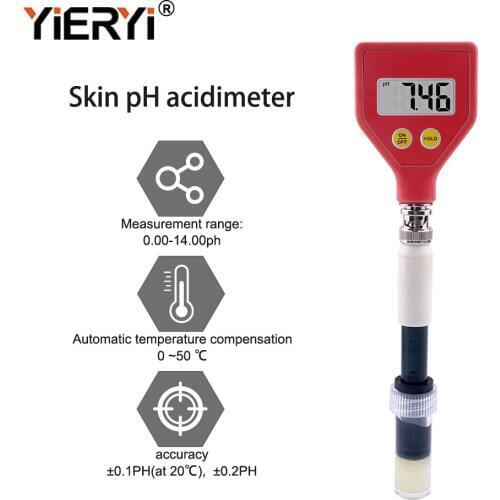 Yieryi Skin PH Meter Changeable Data Hold Ph Meter Digital With Sharp Glass Electrode For Water Food Cheese Milk Soil
