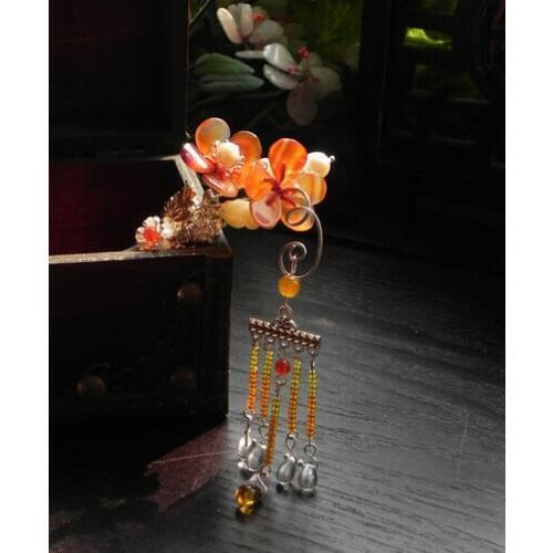 Red Agate Dragon Lily Knot Vintage Classical Hair Stick Hair Accessories for Hanfu Costume Vintage Hair Jewelry Hair Stick