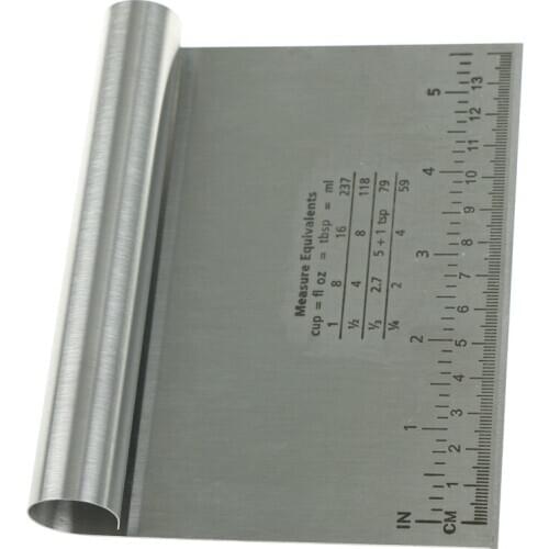 Kitchen Baking Pastry Spatulas Stainless Steel Pizza Cake Dough Scraper Cutter Fondant Cream Cutting With Measuring Guide Tools