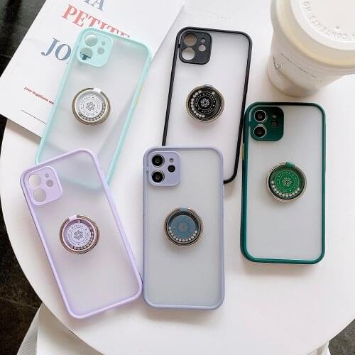 Metal Ring Bracket Shockproof Phone Case for IPhone 11 12 Pro Max Matte Case for IPhone XS Max X XR 8 7 Plus SE 2020 Cover Funda