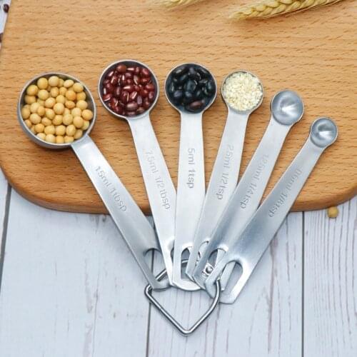 Multipurpose Food-grade Stainless Steel Measuring Spoon Coffee Powder Spice Measure Scoop 6pcs/set Kitchen Baking Tools Cooking