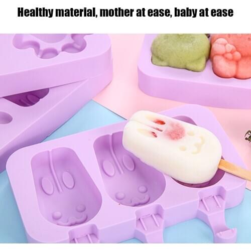 Cartoon Cute Ice Cream Mold With Cover Food Grade Silicone Popsicle Mold DIY Handmade Icecream Maker Freezer Ice Lolly Mould