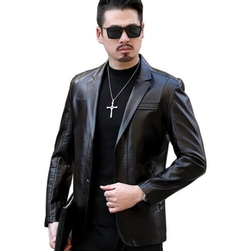 PU Leather Suede Men Jacket Coat Spring Autumn Female Moto Outerwear Suit Garment Plus Size LF2028