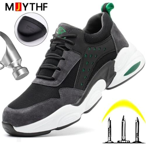 Male Safety Boots Steel Toe Cap Lightweight Sports Shoes Work Sneakers Puncture-Proof Work Boots Men Industrial Shoes Security