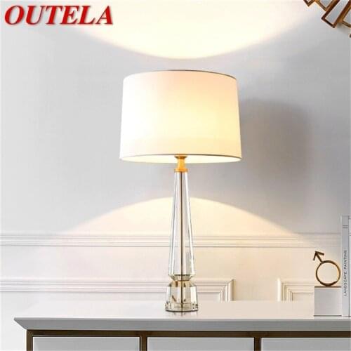 OUTELA Table Lamp Brass Modern Simple Crystal LED Desk Light Decoration for Home Bedside