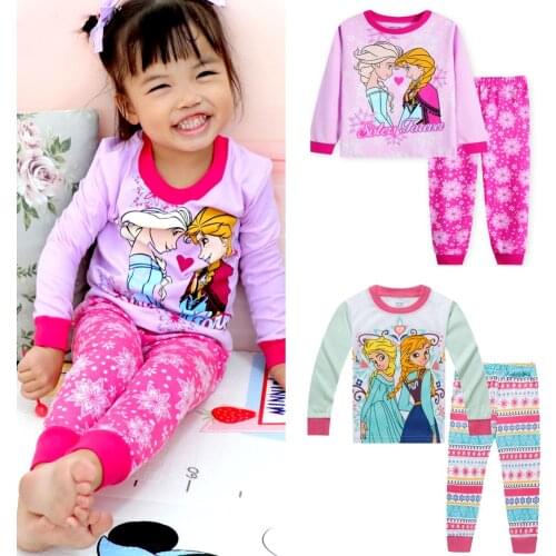 Frozen 2 Girls Pajamas Kids Princess Anna Elsa Sleepwear Children Cartoon Clothing Set Baby Long Sleeve Pijamas Cotton Pyjama