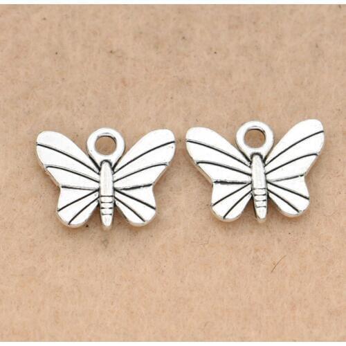 KJjewel Tibetan Silver Plated Butterfly Charm Pendants Jewelry Diy Jewelry Making Bracelet Accessories 18x11mm 10pcs/lot