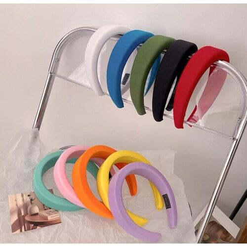 10pcs/lot Popular Wide Sponge Cloth Hairdband Candy Color Thick Press Headband for Women Girls Headwear Accessories