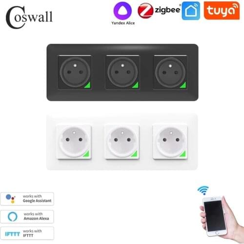 Zigbee Tuya French Standard Wall Socket Timer Switch Programmable Work With Alexa Google Home Horizontally / Vertically
