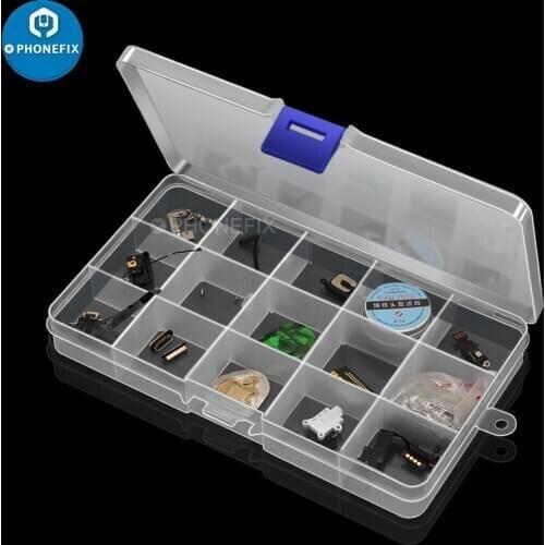 Transparent 10/15 Grid Storage Box Organizer Case Storing Plastic Box Jewelry Screw Phone Repair Parts Opening Tool Organizer