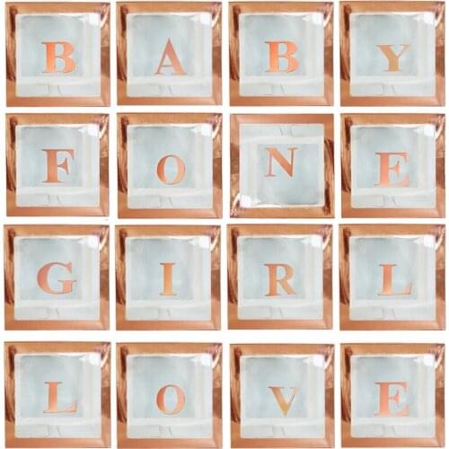 Rose Gold A-Z letter Name Transparent Box Balloon Party Bridal Baby Shower Gender Reveal 1 Year Old Birthday Party Decor Supplie