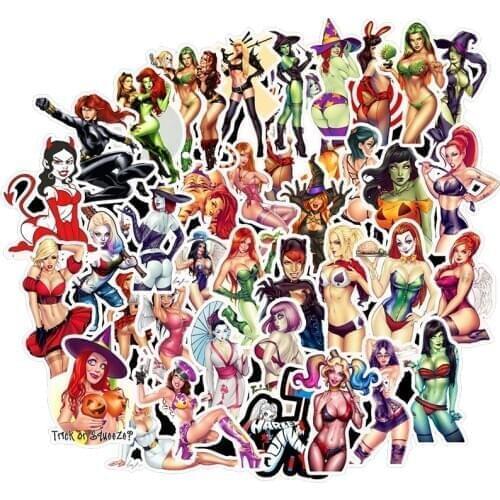 50Pcs Tease Vulgar Fashion Sexy Girl Sticker Toys For Skateboard Laptop Suitcase Bike Luggage Waterproof Graffiti Stickers