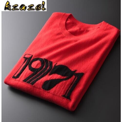Azazel Wool Mens Sweaters Luxury Letter Jacquard Round Collar Sweater Male Autumn And Winter Slim Fit Sweaters Man Plus Size 4xl