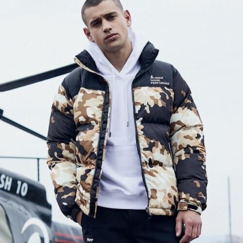 Warm winter jacket coat male casual autumn camouflage hat thick white duck parka male winter jacket down hooded