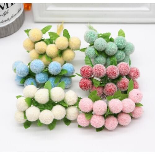 10pcs Foam Cherry Stamens Chiffon Artificial Flower Wedding Home Decoration diy Wreath Gift Box Cut & Clip Craft Fake Flower