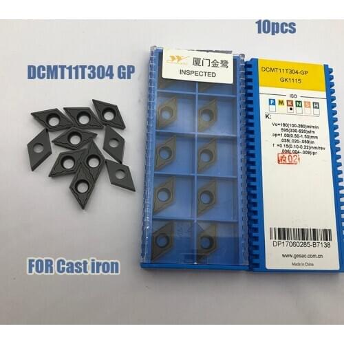10PCS DCMT11T304-GP External Turning Tools Carbide inserts Cutting Tool Lathe cutter turning tools CAST IRON