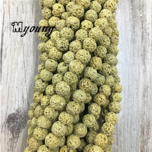 Yellow Natural Lava Beads,Round Matt Nature Stone beads, Vesuvianite Beads For DIY Jewelry 5 Strands/lot MY1643