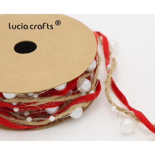 1roll(2yards) Bead Satin Ribbons Hemp Rope Ornaments DIY Garland Christmas Tree Wedding Party Home Bracelet Decorations X0109