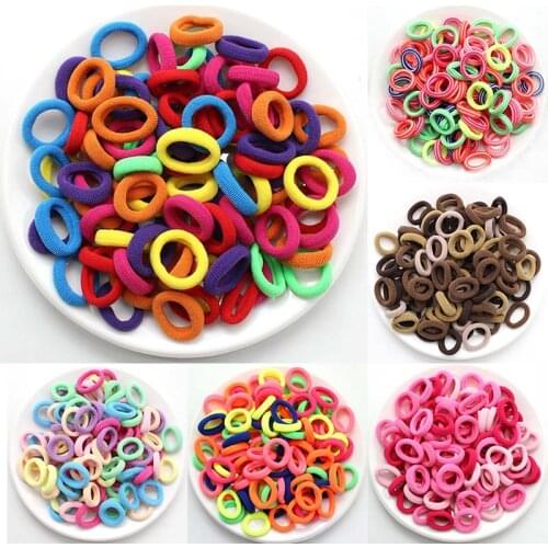 100 Pcs/lot 2.5CM High-elastic Kids Candy Color Hair Rope Elastic Scrunchie Hair Bands Mini Hair Rings Rubber Band for Girls