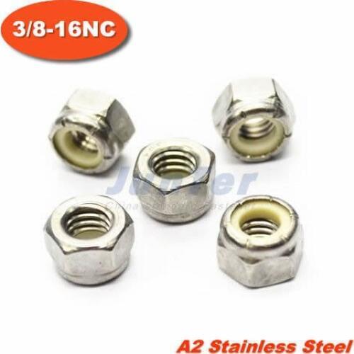 100pcs/lot 3/8-16NC Nylon Insert Lock Hex Nut Stainless Steel A2