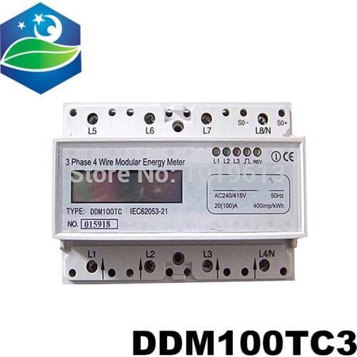 3-Phase Din Rail Mounted monitor meter LCD display Modbus Voltage Current