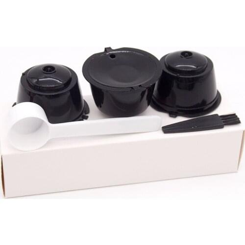 3pcs Coffee Capsule Filter Cup Suitable for DOLCE GUSTO Filter Filling Type Reusable Coffee Filter With a Spoon Brush