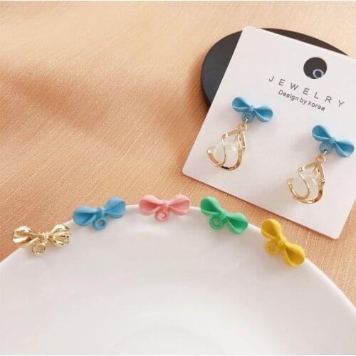 50pcs/lot DIY New alloy spray paint bowknot earrings charm DIY earrings pendant jewelry accessories materials