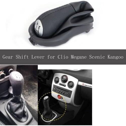 Car 5 Speed Maunal Gear Shift Knob Lever with Boot Cover for Renault Clio 2 II Clio 3 III Megane 2 II Scenic 2 II Kangoo