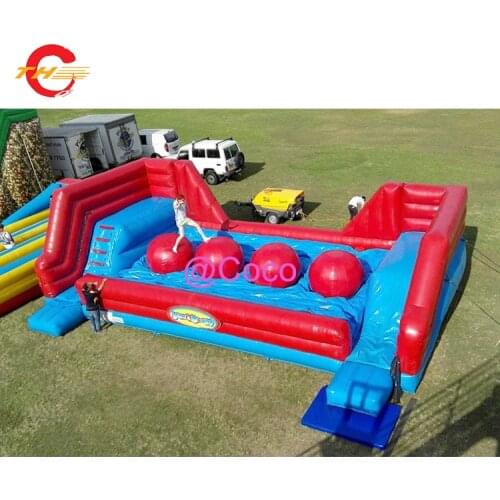 Free air ship to door,Events wipeout big baller Leaps n Bounds inflatable wipe out interactive obstacle course sport game
