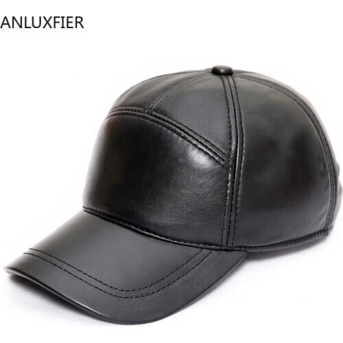 H7009 Leather Baseball Hat Mens Womens Fall Winter Sheepskin Cap Youth Male Lady Outdoor Leisure Sports Leather Fashion Hats
