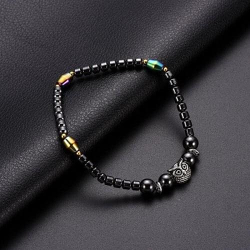 1PC Magnetic Black Stone Anklet Owl Therapy Slimming Anklets for lady Weight Loss Health care Fashion Jewelry leg bracelets