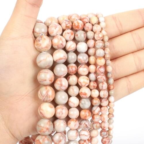 Natural Stone Beads Red Grid Natural Stone Loose Beads for Jewelry Making Needlework DIY Bracelet Strand 4-12 MM
